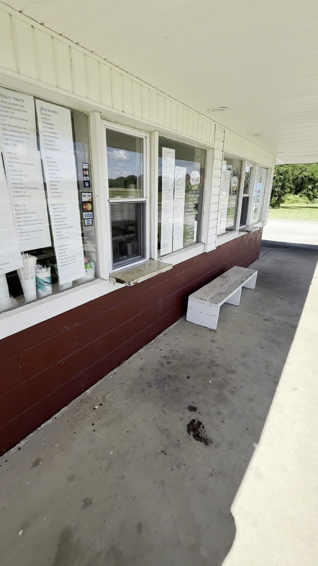 The order windows at North Benton Dairy Bar with menus posted